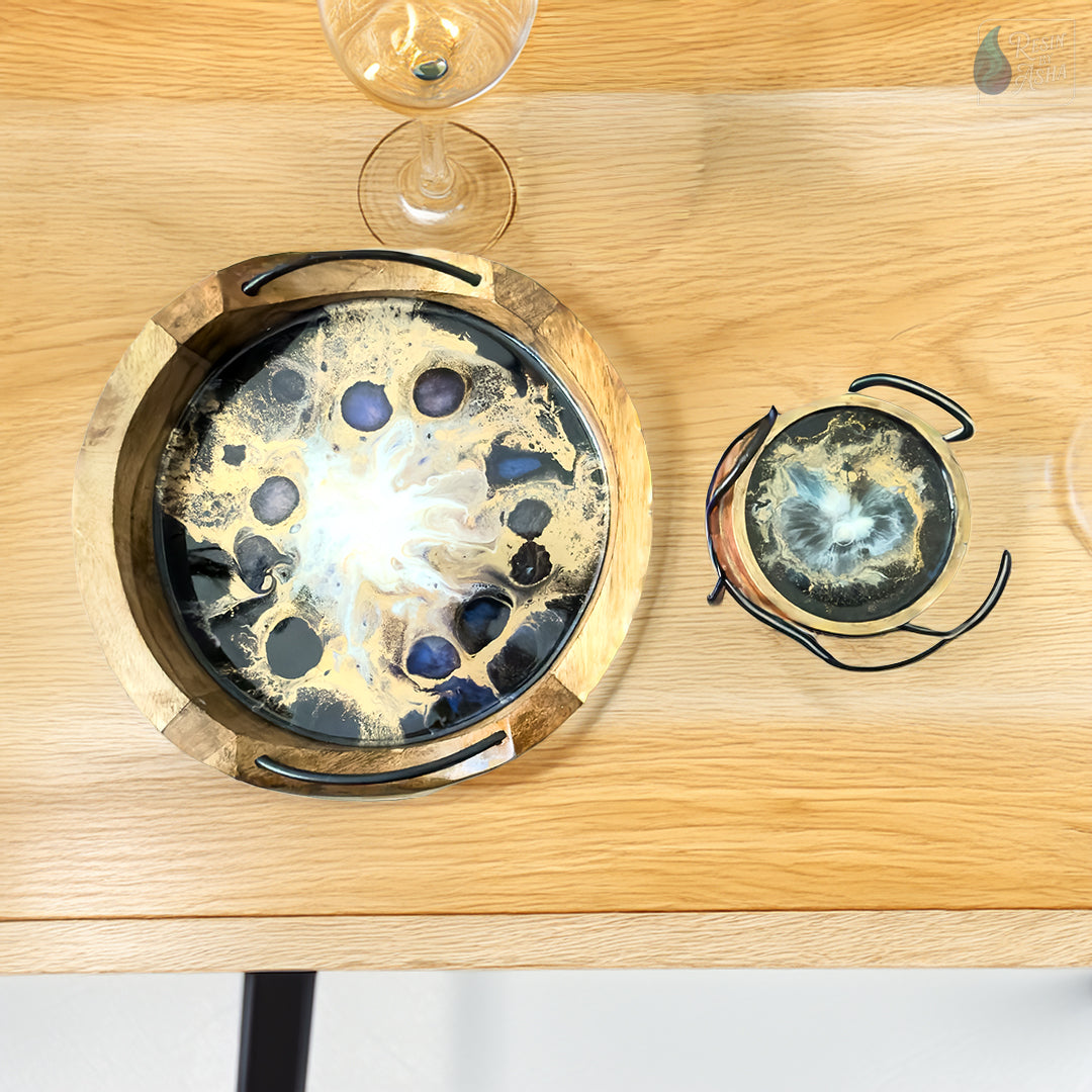 Handcrafted Resin Tray & Coaster Set